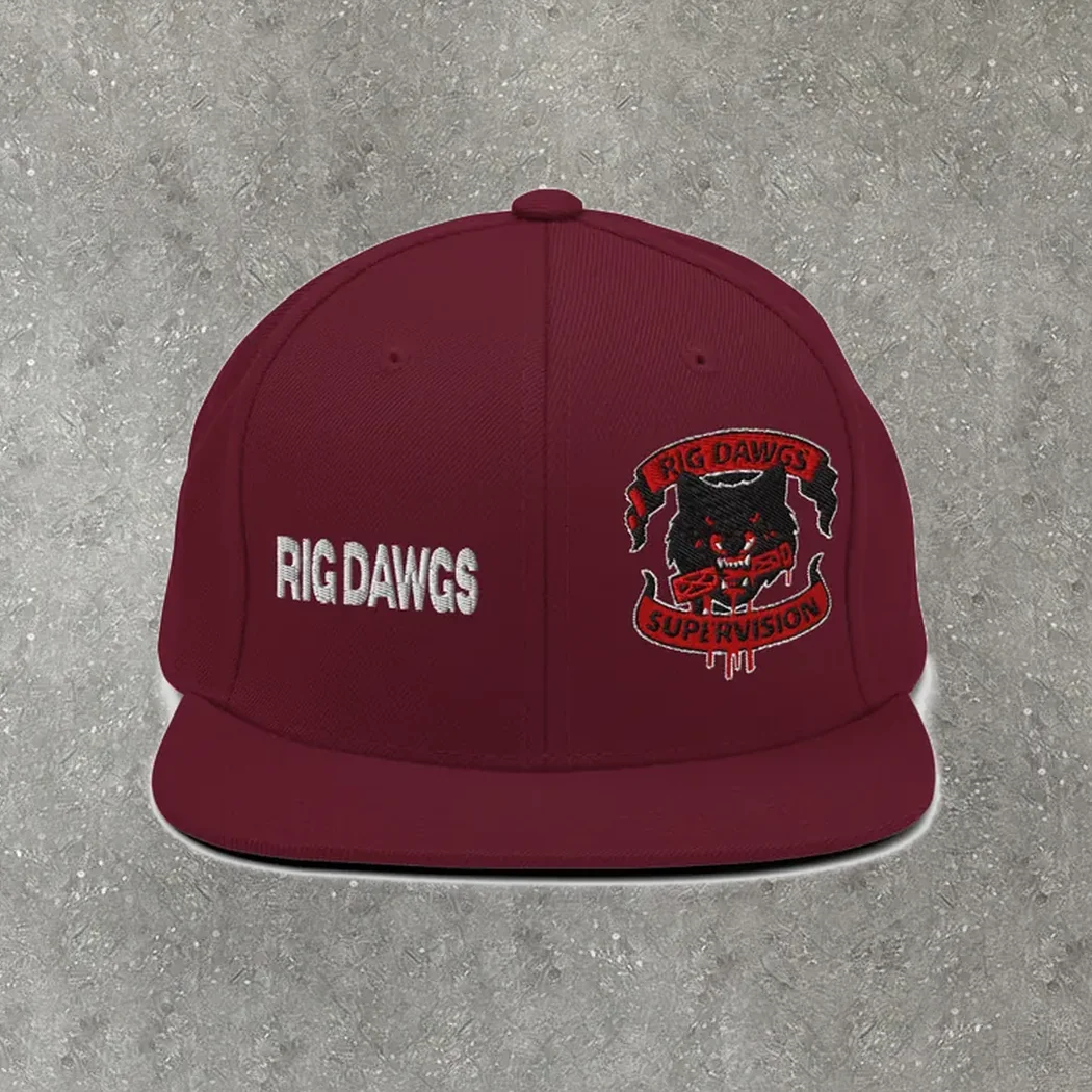 Wolf Patch Snapback in maroon