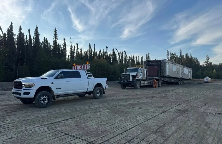 Parked on the lease, trailer behind