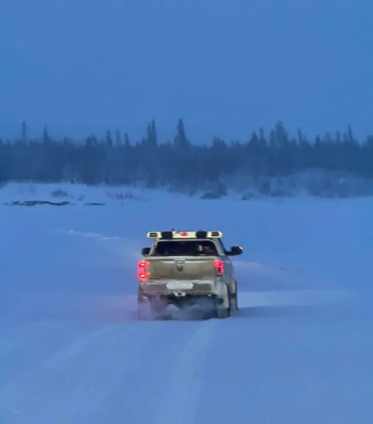 Pilot truck in a whiteout